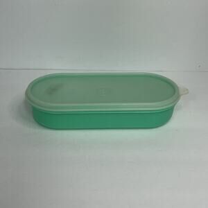 vintage tupperware jadeite green cheese storage container 1375-5 sheer lid